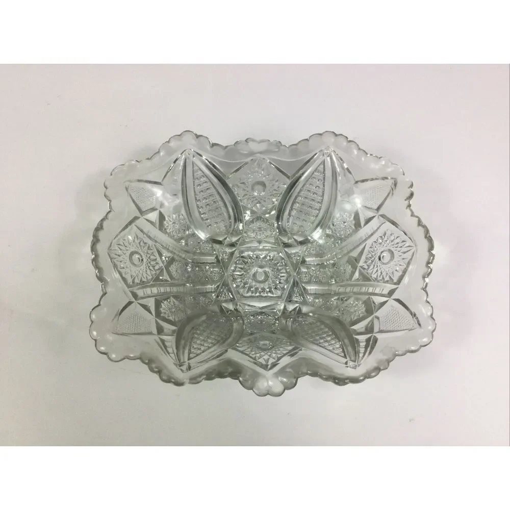 Vtg Crystal Bowl 10in Clear Cut Glass Candy‎ Dish Home Decor Victorian 10x8 in